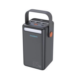 Mini statie de alimentare 50000mAh 65W + cablu USB-C, powerbank Choetech USB-A USB-C micro USB 50000mAh 65W, negru
