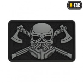 Patch bearded skull 3D PVC - Gri