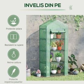 Sera pentru balcon si terasa din otel si PE 70x50x160cm - Verde