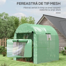 Sera tip tunel de gradina structura din otel 1,8x1,8x2 m - Verde