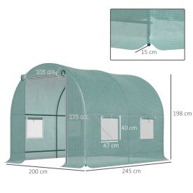 Sera tip tunel de gradina structura din otel 245x200x198cm - Verde