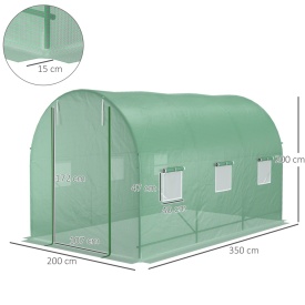 Sera tip tunel de gradina structura din otel 3.5x2x2m - Verde