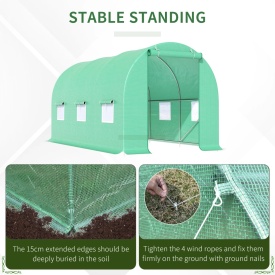 Sera tip tunel de gradina structura din otel 4,5x2x2 m - Verde