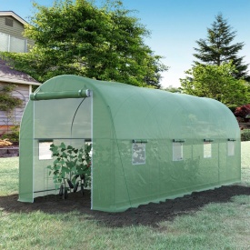 Sera tip tunel de gradina structura din otel cu 8 ferestre 500x200x205cm - Verde