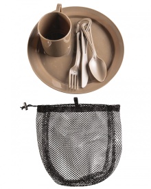 Set vesela campanie farfurie, ceasca, tacamuri - Oliv
