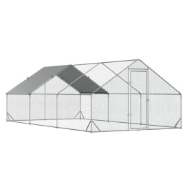 Tarc cu acoperis din material impermeabil pentru gaini rate si iepuri 3x6x2m - Argintiu