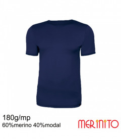 Tricou barbatesc Merinito 180g 60% merino 40% modal - Albastru