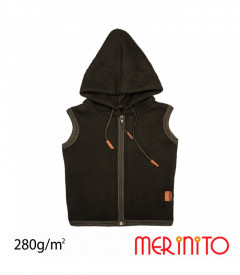 Vesta copii Merinito Soft Fleece 100% lana merinos - Negru