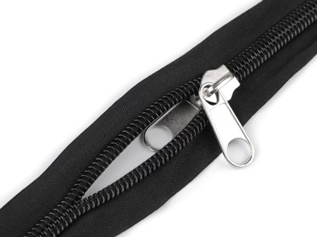 Fermoar spiralat lățime 1 cm, lungime 250 cm, cursor cu dublu tragator