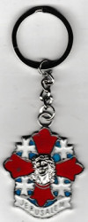 Breloc din metal auriu si argintiu cu pietricele si Icoana