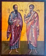 Icoana Sfintii Apostoli Petru si Pavel-bizantina 10x12cm