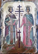 Icoana litografiata a Sfintilor Imparatii Constantin si Elena ruseasca