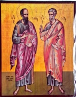 Icoana Sfintii Apostoli Petru si Pavel-bizantina 14x19 cm