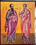 Icoana Sfintii Apostoli Petru si Pavel-bizantina 14x19 cm