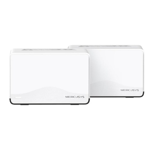 BE3600 Whole Home Mesh Wi-Fi 7 System SPEED: 688 Mbps at 2.4 GHz + 2880 Mbps at 5 GHz SPEC: Internal Antennas, 1× 2.5 Gbps Port (WAN/LAN auto-sensing), 2× Gigabit Ports (WAN/LAN auto-sensing), MLO, 4096-QAM, OFDMA, EHT160 on 5GHz FEATURE: MERCUSYS APP,