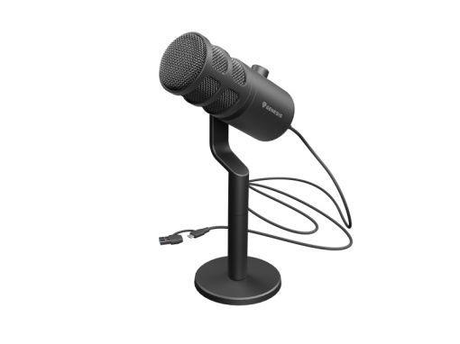 Microfon Genesis Radium 350D, tip Dynamic, model cardioid, suport fix, conectivitate USB-C, raspuns in frecventa 60 - 14.000 Hz, sensibilitate 48 dB, lungime cablu 250 cm, negru