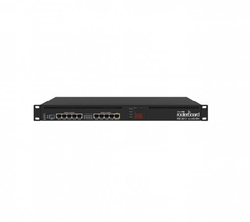 MikroTik RouterBOARD 3011UiAS with Dual core 1.4GHz ARM CPU, 1GB RAM ,10xGbit LAN, 1xSFP port, RouterOS L5, 1U rackmount case, LCD panel, 1*3.0, Port WAN: Ethernet (RJ-45), 10W