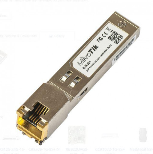 Mikrotik S-RJ01 RJ45 SFP 10/100/1000M copper module, Data Rate: 1.25Gpbs, Distanta: 100m.