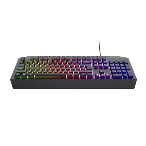 Tastatura Trust cu fir GXT836 Evocs, numar butoane 114, interfata USB 2.0, conector USB-A, iluminare RGB rainbow, negru