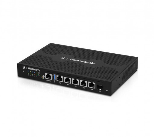 Ubiquiti EdgeRouter ER-6P; 6xGigabit LAN, 1xSFP Gigabit, 1x USB3.0, 5 ports x 24V passive 2-pair/4-pair PoE, 3.4 million pps, 1 GHz CPU