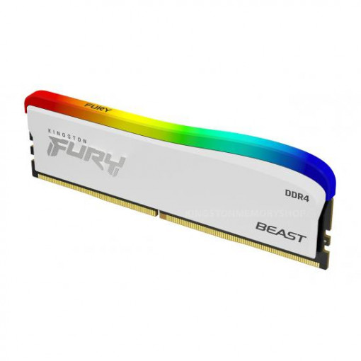Memorie RAM Kingston Fury Beast White, DIMM, DDR4, 8GB, CL18, RGB, 3600MHz