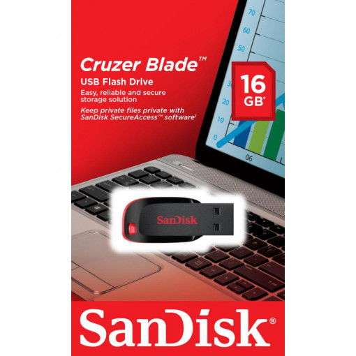 Memorie USB Flash Drive SanDisk Cruzer Blade, 16GB, USB 2.0