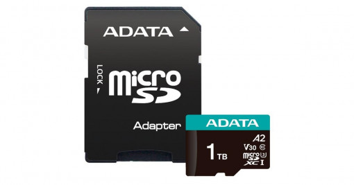 Memory Card MICROSDXC ADATA AUSDX1TUI3V30SA2-RA1, 1TB, Class 10, U3, V30, A2 + Adaptor SD