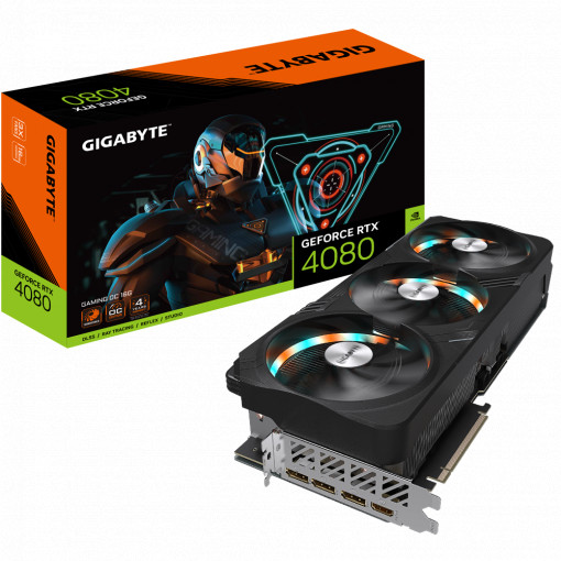 Placa video Gigabyte GeForce RTX 4080 16GB GAMING OC Graphics Processing GeForce RTX™ 4080 Core Clock 2535 MHz (Reference Card: 2505 MHz) CUDA® Cores 9728 Memory Clock 22.4 Gbps Memory Size 16 GB Memory Type