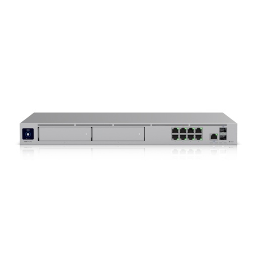 Ubiquiti UniFi Dream Machine PRO MAX, 2.0 GHz quad-core processor, Dual WAN Ports, One 10G SFP+ Port, 2.5G RJ45+ Port, 2x 3.5" HDD Bay for NVR Storage, 8 Gigabit RJ45 ports Advanced Security Gateway with Built-in Switch, Rackmountable.