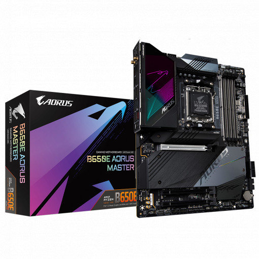 Placa de baza Gigabyte B650E AORUS MASTER AM5, Supports 7000 series AMD Ryzen, 4x DIMM Slots, DDR5 6600MHz, PCIe Gen 5, 4x SATA 6Gb/s connectors, 4xM.2 Slot, 2.5GB LAN, USB Type-C, WIFI 6E, ATX