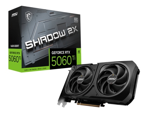 Placa Video MSI GEFORCE RTX 5060 TI SHADOW 2X OC PLUS 16GB GDDR7 128 bit, PCIE 5.0, 1x HDMI 3x DP