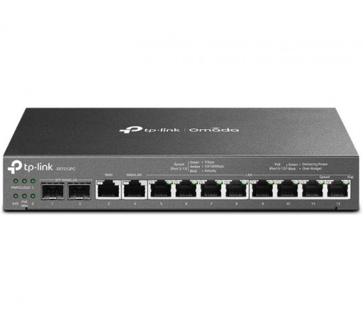 TP-LINK Omada Router 3 in 1 VPN Gigabit Multi-WAN, Standarde și Protocoale: IEEE 802.3, IEEE802.3u, IEEE802.3ab, IEEE802.3z, IEEE 802.3x, IEEE 802.1q, Interfata: 2× Porturi WAN/LAN SFP WAN/LAN, 1× Port WAN Gigabit, 1× Port LAN/WAN Gigabit, 8× Porturi LAN