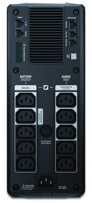 UPS APC Back-UPS RS line-interactive / aprox.sinusoida 1500VA / 865W 10conectori C13, baterie APCRBC124, optional extindere garantie cu 1/3 ani(WBEXT WAR1YR-SP-01/WBEXTWAR3YR-SP-01)