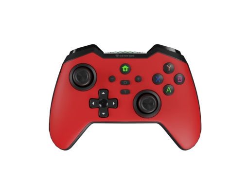 Controller wireless Genesis Mangan 400, tip Analog/Digital, interfata USB, bluetooth, numar butoane 19, lungime cablu 200 cm, acumulator 000 mAh, compatibilitate Android, iOS, MAC, Windows 10,11,7,8, rosu
