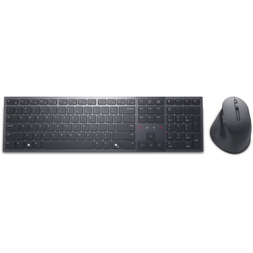 Dell Premier Collaboration Keyboard and Mouse - KM900 - US International (QWERTY), Device Type: Keyboard and mouse set, Backlit: Yes, Interface: 2.4 GHz, Bluetooth 5.1, Wireless Receiver: USB wireless receiver, Dimensions (WxDxH) / Weight: Keyboard: