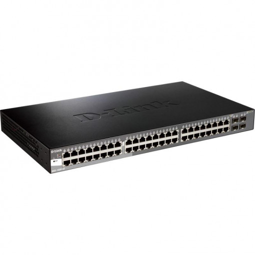 Switch D-Link DGS-1520-52, 48 porturi Gigabit, 4 porturi SFP, Capacity 76Gbps, 16K MAC, 17" Rackmount, 1*fan
