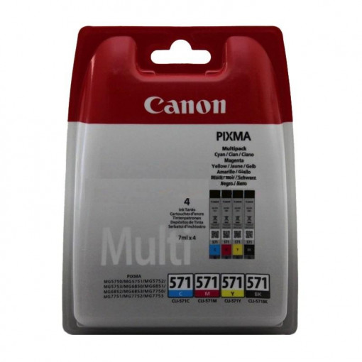 Cartus cerneala Canon CLI-571MULTI, multipack (cyan,magenta,yellow,black), pentru Canon Pixma MG6850/MG6851, Canon Pixma MG5750/MG5751, Canon Pixma MG7750/MG7751/MG7752.