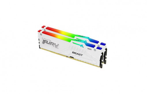 Memorie RAM Kingston, DIMM, DDR5, 32GB, 6000MHz, CL40, 1.35V, FURY Beast White, RGB, Kit of 2