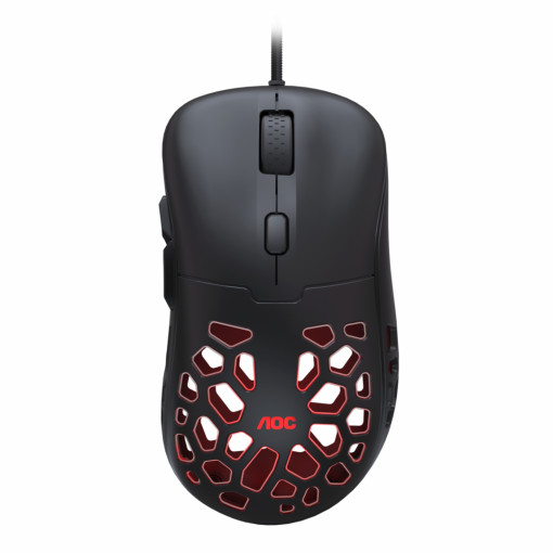 Mouse AOC GM510B, ergonomic, USB 2.0, 16000DPI, 6 butoane, RGB, 1.8m, negru
