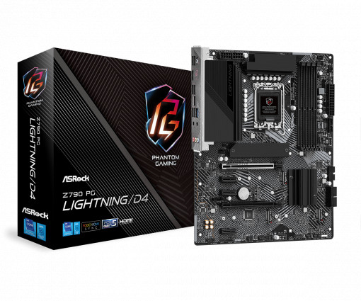 Placa de baza Asrock Z790 PG LIGHTNING LGA 1700, 4x DDR4, 1x HDMI 2.1, 1x eDP 1.4, 2x PCIe x16, 3x PCIe 3.0 x1, 3x M.2, 4x SATA, 2.5 Gigabit LAN, ATX