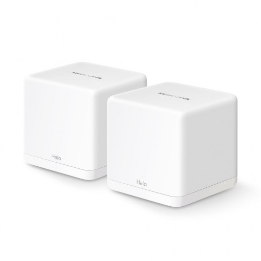 Mercusys Halo H60X(2-pack) Whole mesh Wi-Fi6 system, AX1500, Dual-band, Standarde wireless: IEEE 802.11ax/ac/n/a 5 GHz, IEEE 802.11n/b/g 2.4 GHz, Viteza wireless: 1201 Mbps on 5 GHz, 300 Mbps on 2.4 GHz, Dimensiuni:88 × 88 × 88 mm, Interfata: 3 x