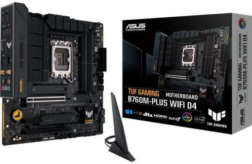 Placa de baza ASUS TUF B760M-PLUS WIFI LGA1700, 4x DDR5, 1x DisplayPort, 1x HDMI, 2x PCIe x16, 1x PCIe x1, 2x M.2, WIFI 6, 2.5Gbps LAN, ATX