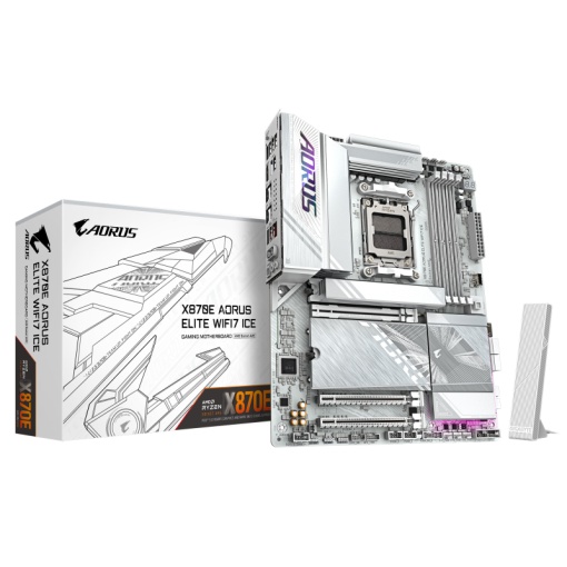 Placa de Baza GIGABYTE X870E AORUS ELITE WIFI7 ICE AM5, 4x DDR5, 2x USB4 1x HDMI 1x front HDMI, 1x PCIE 5.0 x16 1x PCIE 4.0 x16 1x PCIE 3.0 x16, 4x M.2, 4x SATA 6GB/s, ATX