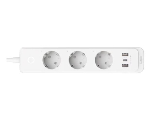 TP-Link SMART WI-FI SOCKET TAPO P300, Protocol: IEEE 802.11b/g/n, Bluetooth 4.2, 2.4 GHz, Cerințe de sistem, Android 5 sau mai recent, iOS 10 sau mai recent, Dimensiuni: 268*55*40mm, cablu de 1.5m, voltaj maxim: 2300W, 10A, 3 prize, 2 x USB.