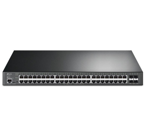 "JetStream™ 48-Port Gigabit and 4-Port 10GE SFP+ L2+ Managed Switch with 48-Port PoE+ PORT: 48× Gigabit PoE+ Ports, 4× 10G SFP+ Slots, RJ45/Micro-USB Console Port SPEC: 802.3at/af, 500 W PoE Power, 1U 19-inch Rack-mountable Steel Case FEATURE:
