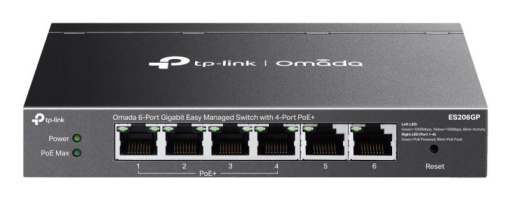 Omada 6-Port Gigabit Easy Managed Switch with 4-Port PoE+ PORT: 4× Gigabit PoE+ Ports, 2x Gigabit Non-PoE Ports SPEC: 802.3at/af, 65W PoE Power, Desktop Steel Case and Fanless FEATURE: Integration with Omada SDN Controller and Omada Cloud Essentials,