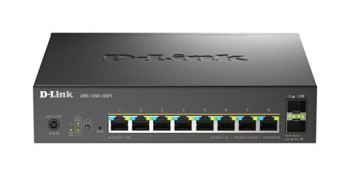Switch D-Link DMS-1250-10SPL, 8 porturi Gigabit, 2 porturi SFP+, Protocol 802.3bt+802.3af/at, rackabil
