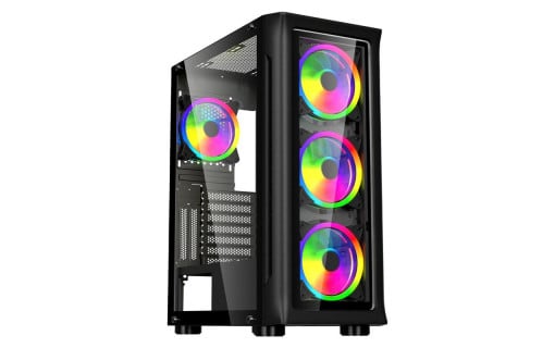 CARCASA SPACER – gaming, Middle Tower, ATX, „SHIELD", fara sursa, sticla securizata, 4 x ARGB fan, HUB, telecomanda, USB 3.0 x 1, USB 2.0 x 2, HD-AUdio, Jack 3.5mm x 2