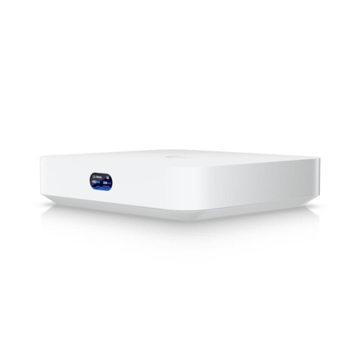 Router Ubiquiti UCG-MAX, 4 x LAN, 1 x WAN, 10/100/1000/2500 Mbps, 5 x RJ-45, procesor Quad-core ARM Cortex-A53 1.5 GHz, Memorie FLASH ROM 512 GB NVMe SSD