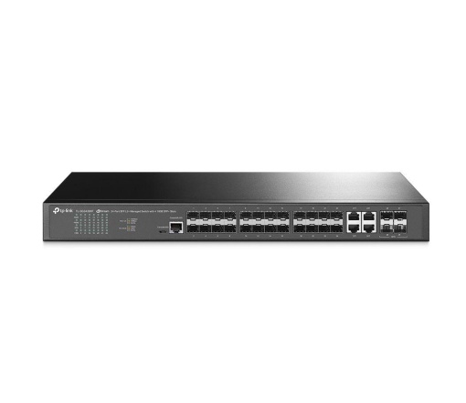 "JetStream™ 24-Port SFP L2+ Managed Switch with 4 10GE SFP+ Slots PORT: 20× Gigabit SFP Ports, 4× Gigabit SFP/RJ45 Combo Ports, 4× 10G SFP+ Slots, RJ45/Micro-USB Console Port SPEC: 1U 19-inch Rack-mountable Steel Case FEATURE: Integration with JetStream™